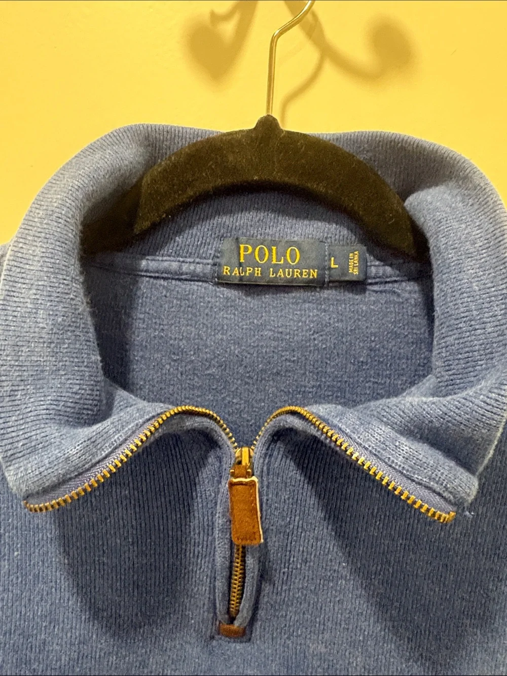Polo by Ralph Lauren Blue Quarter-Zip Sweatshirt with Yellow Pony
